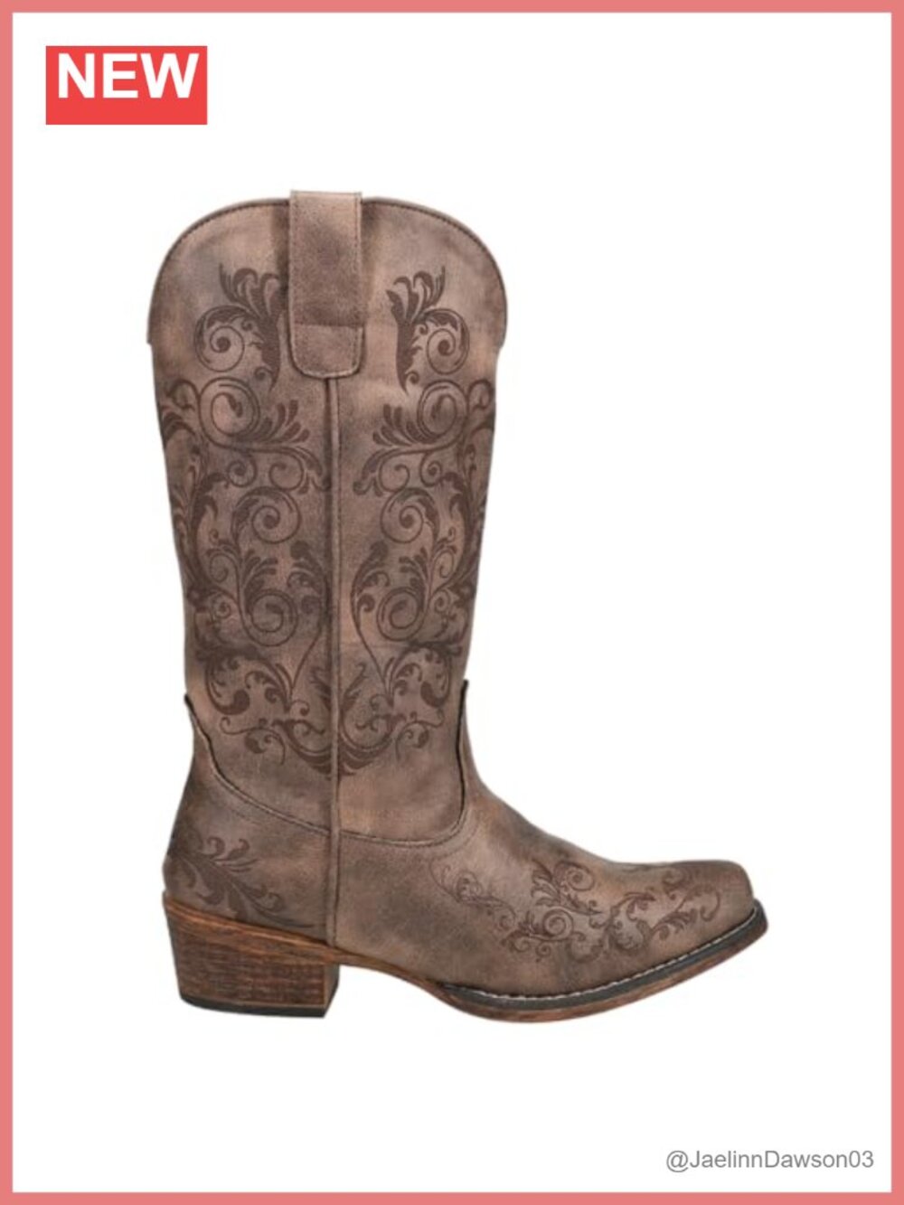 Faux Leather Mid Calf Snip Toe Western Boots Embroidery Casual